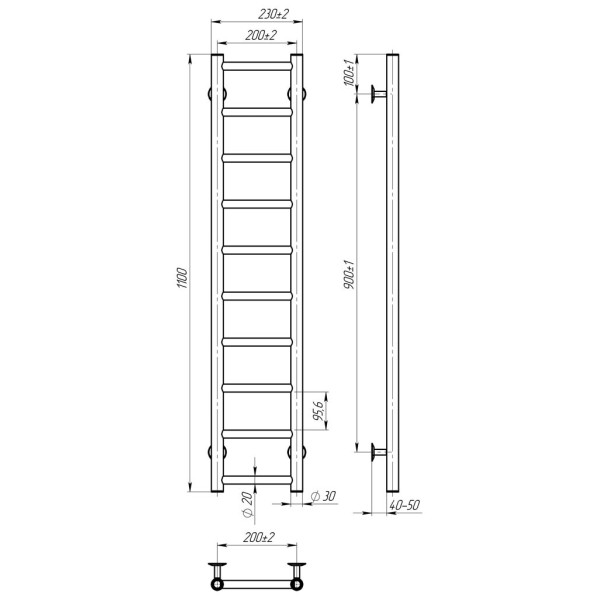 Купити рушникосушку електричну HEATPRO Dike P10 1100x200 (Білий, Правостороннє підкл.)
