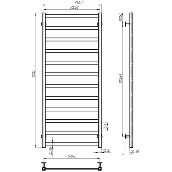 Купити рушникосушку електричну HEATPRO Celeste P12 1200x500 (Полірований, Правостороннє підкл.)