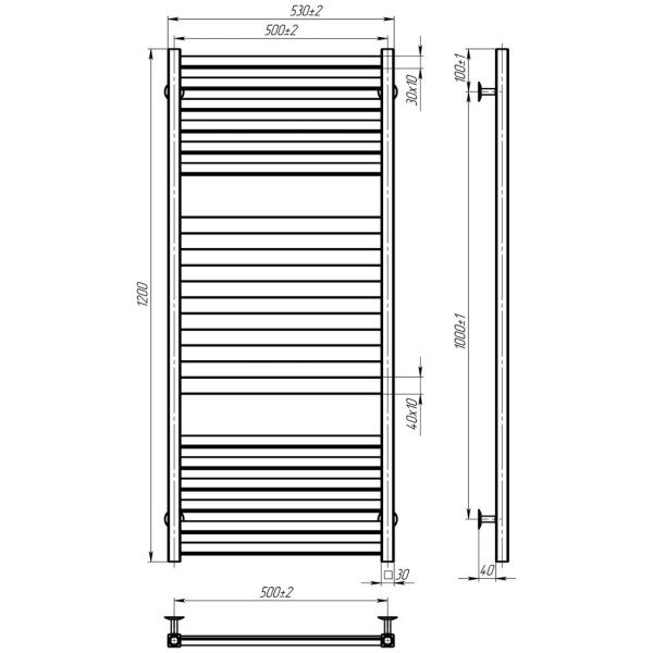 Купити рушникосушку електричну HEATPRO Evelyn P18 1200x500 (Білий, Лівостороннє підкл.)