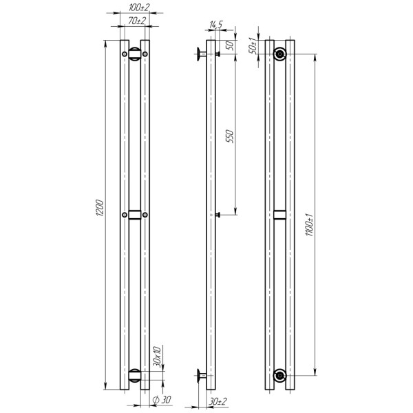 Купити рушникосушку водяну HEATPRO Freya P3 1200x70 (Графіт, Нижнє підключення)