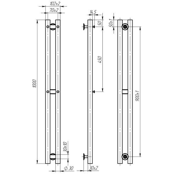 Купити рушникосушку електричну HEATPRO Freya P3 1000x70 (Золото)