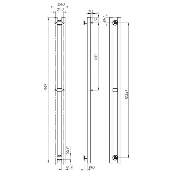 Eine elektrische Handtuchheizung HEATPRO Freya P3 1300x70 (Grafit) kaufen.