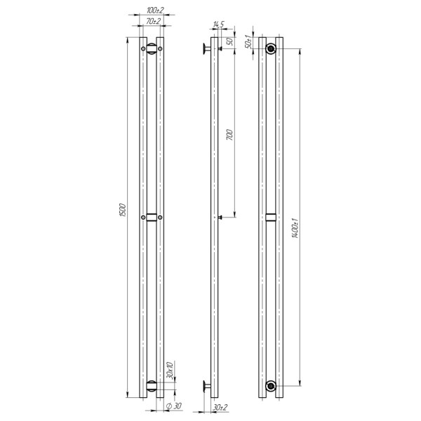 Buy an electric towel dryer HEATPRO Freya P3 1500x70 (Gold).